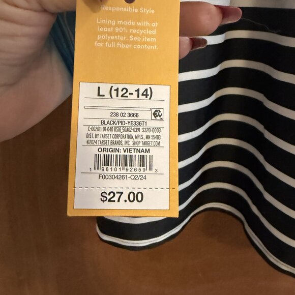 NWT Kona Sol Black & White Bathing Suit Top size 12 - 14 - Picture 4 of 4